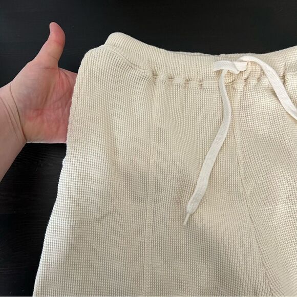 Frankie Shop Jogger Pants Small Bone Waffle Knit Elastic Waist Pockets Relaxed - Picture 8 of 15